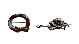 SCOTTISH KILT BROOCH WITH BONNET & BROLLY BROOCH