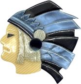 LEA STEIN NATIVE AMERICAN INDIAN CHEIF CELLULOID BROOCH