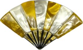 LEA STEIN CHINESE FAN CELLULOID BROOCH