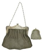 GEORGE V IMPORT 925 SILVER PURSE WITH A SMALLER SILVER SAMPLE