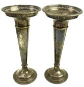 PAIR OF GEORGE V HALLMARKED SILVER FLUTED VASES 1919 BIRMINGHAM