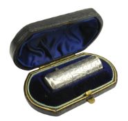 CASED VICTORIAN HALLMARKED SILVER MOUNTED PERFUME SCENT BOTTLE