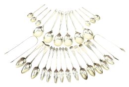 TWENTY EIGHT PIECE 20TH CENTURY HALLMARKED SILVER FLATWARE CUTLERY SET