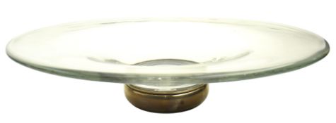HALLMARKED SILVER & KROSNO HAND BLOWN GLASS LARGE FRUIT BOWL