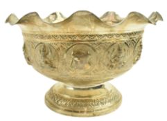 EARLY 20TH CENTURY INDIAN LARGE SILVER CENTERPIECE FOOTED BOWL