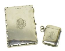 GEORGE V HALLMARKED SILVER NOTEBOOK CASE & A SILVER VESTA CASE