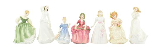 ROYAL DOULTON - SEVEN PORCELAIN FIGURINES OF LADIES & GIRLS