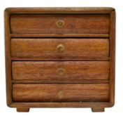 VINTAGE MID CENTURY OAK WOODEN APPRENTICE DESKTOP TIDY CHEST OF DRAWERS