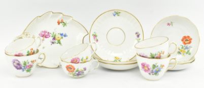 COLLECTION OF 20TH CENTURY CONTINENTAL PROCELAIN CUPS AND SAUCERS BY ROYAL COPENHAGEN & MEISSEN