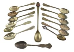 FOURTEEN MILITARY CRESTED SPOONS INCL. HMS TIGER ENAMELLED EXAMPLE