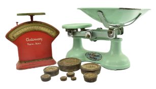 TWO VINTAGE METAL ADVERTISING PAINTED SCALES - AUTOWAY & THE VIKING