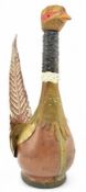 VINTAGE MID CENTURY ITALIAN LEATHER COVERED DECANTER IN THE FORM OF A PHEASANT