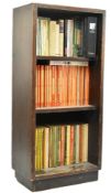 COLLECTION OF VINTAGE PAPERBACK PENGUIN BOOKS HOUSED IN MAHOGANY BOOKCASE
