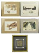 COLLECTION OF FOUR CHINESE WATERCOLOURS ON PAPER - FRAMED