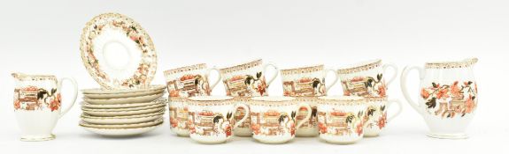 SAMUEL RADFORD - 19TH CENTURY VICTORIAN PORCELAIN PART TEA SERVICE IN IRON RED & GILT
