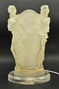 VINTAGE LALIQUE STYLE FROSTED GLASS LOOK RESIN TABLE LAMP
