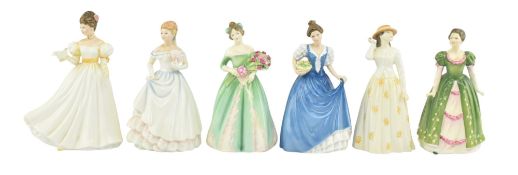 ROYAL DOULTON - SIX CERAMIC LADIES FIGURINES MODELLED BY NADA M. PEDLEY