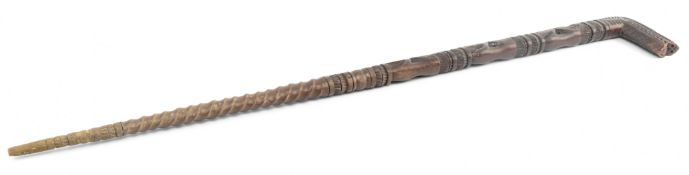 VINTAGE 20TH CENTURY TRIBAL CARVED HARDWOOD WALKING STICK