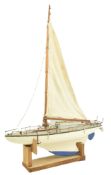 20TH CENTURY SCRATCH-BUILT MODEL BOAT ON STAND
