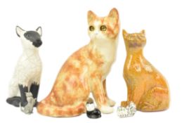 COLLECTION OF 20TH CENTURY CERAMIC CAT FIGURINES INCL. WINSTANLEY, CHLOE HARFORD & SIDMOUTH POTTERY