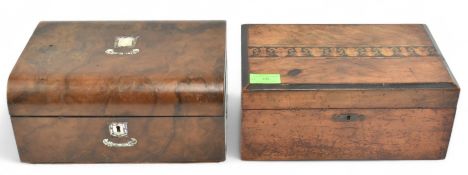 TWO 19TH CENTURY VICTORIAN JEWELLERY / SEWING BOXES