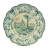 19TH CENTURY VICTORIAN BLUE AND WHITE TRANSFER PRINTED SURSEYA PLATE