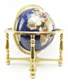 VINTAGE 1980S SEMI PRECIOUS STONE ROTATING DESK GLOBE
