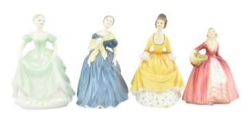 ROYAL DOULTON & COALPORT - FOUR PORCELAIN FIGURINES OF LADIES