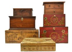 SEVEN VINTAGE 20TH CENTURY DESK TIDIES AND BOXES