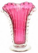 MANNER OF MURANO - VINTAGE 20TH CENTURY CRANBERRY GLASS CENTREPIECE VASE