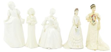 ROYAL DOULTON & WORCESTER - COLLECTION OF FIVE PORCELAIN LADIES FIGURINES