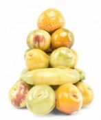 VINTAGE 20TH CENTURY PORTUGUESE MAJOLICA CERAMIC FRUIT DISPLAY CENTREPIECE