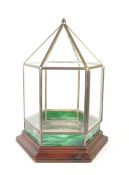 20TH CENTURY VINTAGE LEADED GLASS HEXAGONAL TERRARIUM