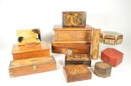COLLECTION OF VARIOUS 20TH CENTURY LIDDED WOODEN BOXES