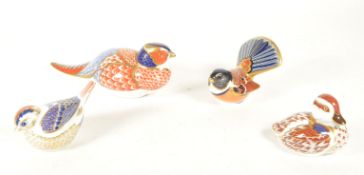 ROYAL CROWN DERBY - FOUR 21ST CENTURY BONE CHINA BIRD PAPERWEIGHTS