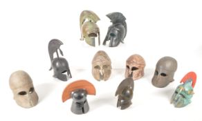 COLLECTION OF 20TH CENTURY MINIATURE GREEK CORINTHIAN SPARTAN HELMETS