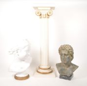 LATE 20TH / 21ST CENTURY RESIN CORINTHIAN COLUMN WITH TWO BUSTS