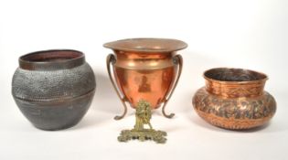 THREE 19TH CENTURY MIDDLE EASTERN COPPER PLANTERS