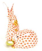 HEREND HUNGARIAN HAND PAINTED PORCELAIN RABBITS