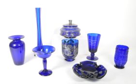 COLLECTION OF LATE 20TH CENTURY COBALT BLUE GLASS PIECES