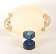 20TH CENTURY CLARICE CLIFF SERVING PLATE AND WEDGWOOD GLASS VASE