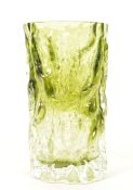 MANNER OF WHITEFRIARS - MID CENTURY GREEN STUDIO GLASS BARK VASE