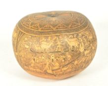 19TH CENTURY PERUVIAN FOLK ART CARVED GOURD