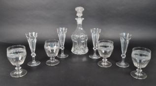 COLLECTION OF 19TH CENTURY CUT DRINKING GLASSES & DECANTER