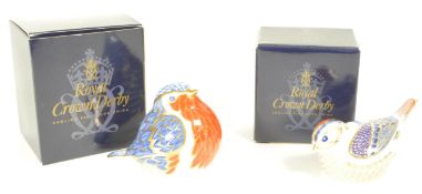 ROYAL CROWN DERBY - LATE 20TH CENTURY BONE CHINA BIRD PAPERWEIGHTS