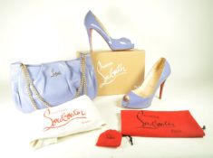 CHRISTIAN LOUBOUTIN - 2009 DESIGNER LILAC HIGH HEEL SHOES AND BAG