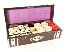 EARLY 20TH CENTURY BONE DRAUGHTS AND DOMINOES