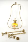 19TH CENTURY VICTORIAN HANGING OIL LAMP WITH BRASS FRAME