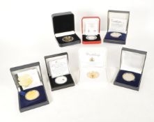 SEVEN CONTEMPORARY COMMEMORATIVE COINS