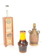 BERNARD ROOKE STUDIO LAMP WITH POTTERY LAMP AND WEST GERMAN VASE